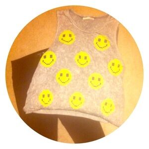 Forever 21 Kids Gray Tank Top with Yellow Smiley Faces